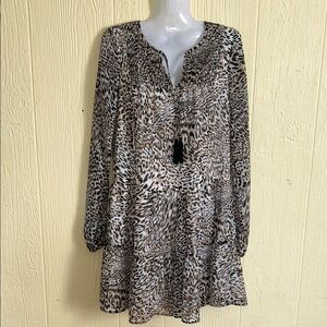 Leopard Print Long Sleeve Mini Dress